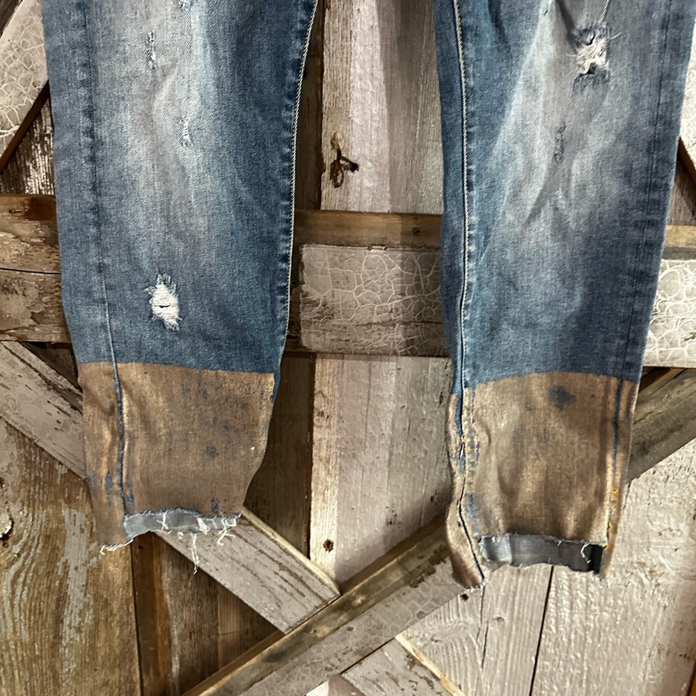 Anthropologie Pilcro and the Letterpress copper bottom distressed jeans. - Picture 3 of 11